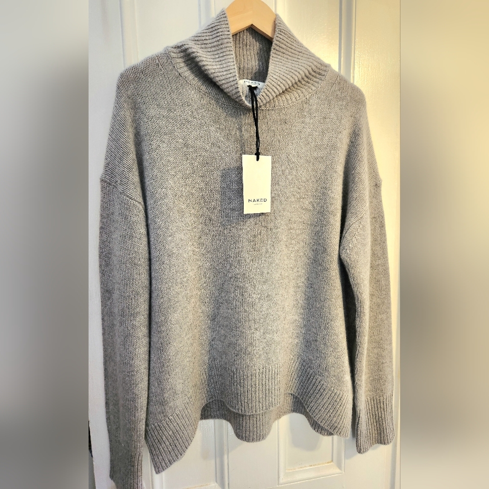 NakedCashmere Gray Ribbed Turtleneck Sweater